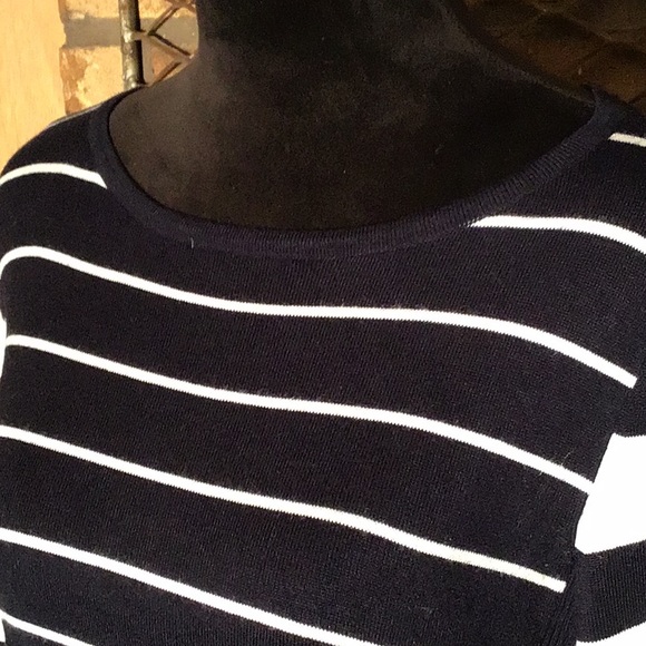 The Limited sweater boat collar ribbed sides black white stripes M - Picture 2 of 6